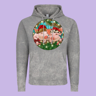 Vintage Hoodie Christmas Pigs