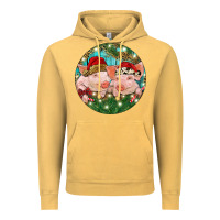 Vintage Mustard Christmas Pigs Vintage Hoodie - RanaPortraitStore