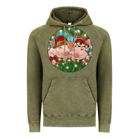 Vintage Olive Christmas Pigs Vintage Hoodie - RanaPortraitStore