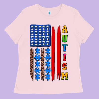 Autism American Flag Ladies Tee Designed By Adodesignshop