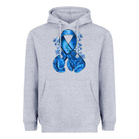 Heather Grey blueribbon with boxing gloves Heavyweight Hoodie - NancyCooperArtShop