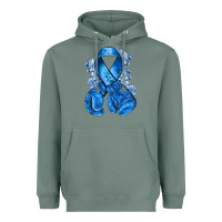 Sage blueribbon with boxing gloves Heavyweight Hoodie - NancyCooperArtShop
