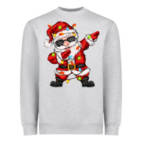 Heather Grey dabbing santa with christmas lights Heavyweight Sweatshirt - Zillion Design Studio