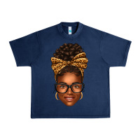 Navy afro woman messy bun Urban Heavy Tee - texasbilliewilder