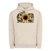 Pigment French Oak with god all things are possible sunflower Urban Hoodie - Jasminsmagicworld