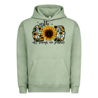 Pigment Oil Green with god all things are possible sunflower Urban Hoodie - Jasminsmagicworld