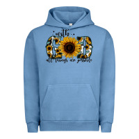 Pigment Pebble Blue with god all things are possible sunflower Urban Hoodie - Jasminsmagicworld