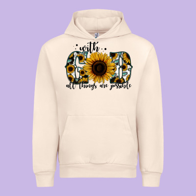 With God All Things Are Possible Sunflower Urban Hoodie Designed By Jasminsmagicworld