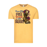 Vintage Mustard home of the free because of the brave Vintage Tee - Zillion Design Studio