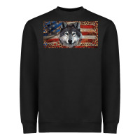 Black Wolf with american flag and leopard Heavyweight Sweatshirt - RanaPortraitStore
