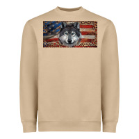 Mushroom Wolf with american flag and leopard Heavyweight Sweatshirt - RanaPortraitStore
