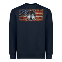 Navy Wolf with american flag and leopard Heavyweight Sweatshirt - RanaPortraitStore