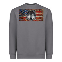 Storm Wolf with american flag and leopard Heavyweight Sweatshirt - RanaPortraitStore