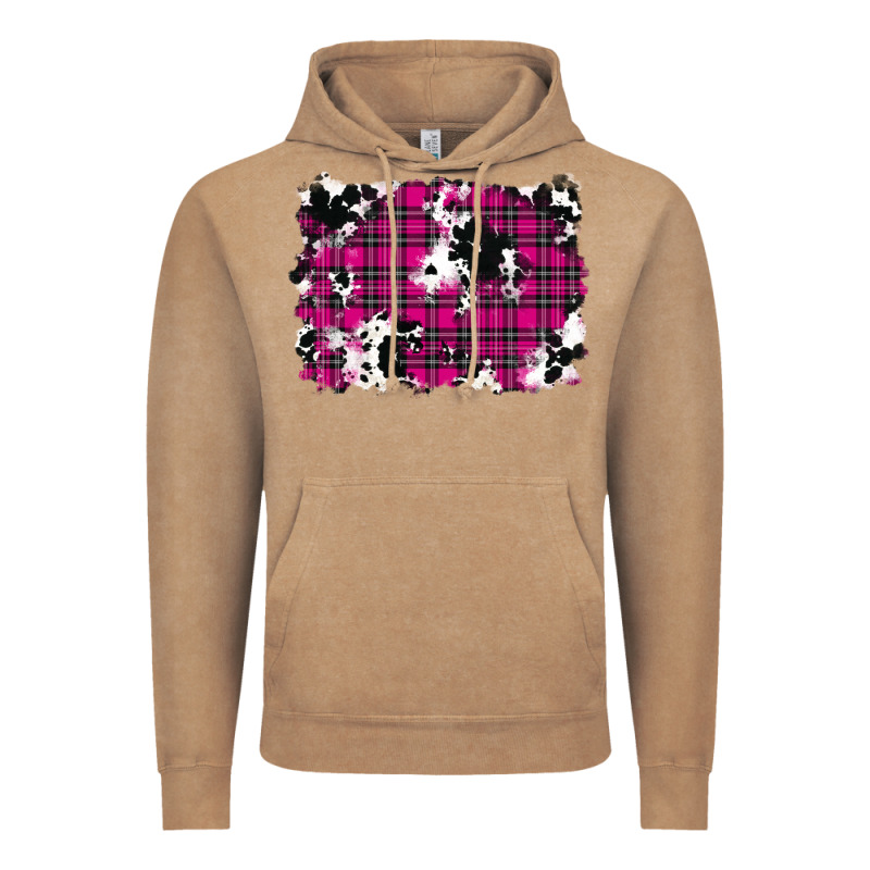 Pink Christmas Plaid Cowhide Pattern Background Vintage Hoodie by RanaPortraitStore | Teevron