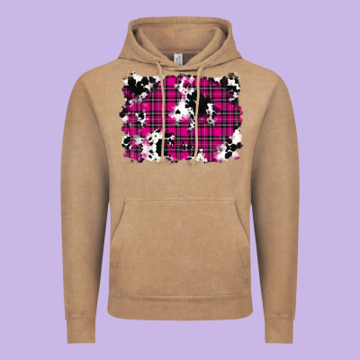 Vintage Hoodie Pink Christmas Plaid Cowhide Pattern Background