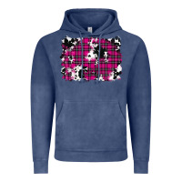 Vintage Denim Pink Christmas Plaid Cowhide Pattern Background Vintage Hoodie - RanaPortraitStore