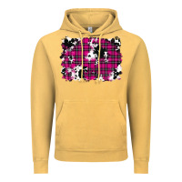 Vintage Mustard Pink Christmas Plaid Cowhide Pattern Background Vintage Hoodie - RanaPortraitStore