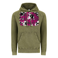 Vintage Olive Pink Christmas Plaid Cowhide Pattern Background Vintage Hoodie - RanaPortraitStore