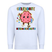 White celebrate neurodiversity Premium Sweatshirt - MaliasSmallBusiness