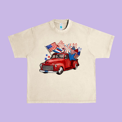 American Truck 4th Of July Urban Heavy Tee Designed By Barkaloodesign