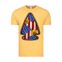Vintage Mustard American flag sunflower arrowhead Vintage Tee - Zillion Design Studio
