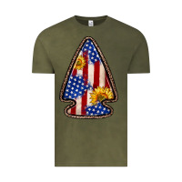 Vintage Olive American flag sunflower arrowhead Vintage Tee - Zillion Design Studio