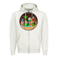 Oatmeal Heather puerto rico coasters Zipper Hoodie - AdoDesignShop