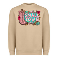 Mushroom just a small town girl cowgirl boots Heavyweight Sweatshirt - texasbilliewilder