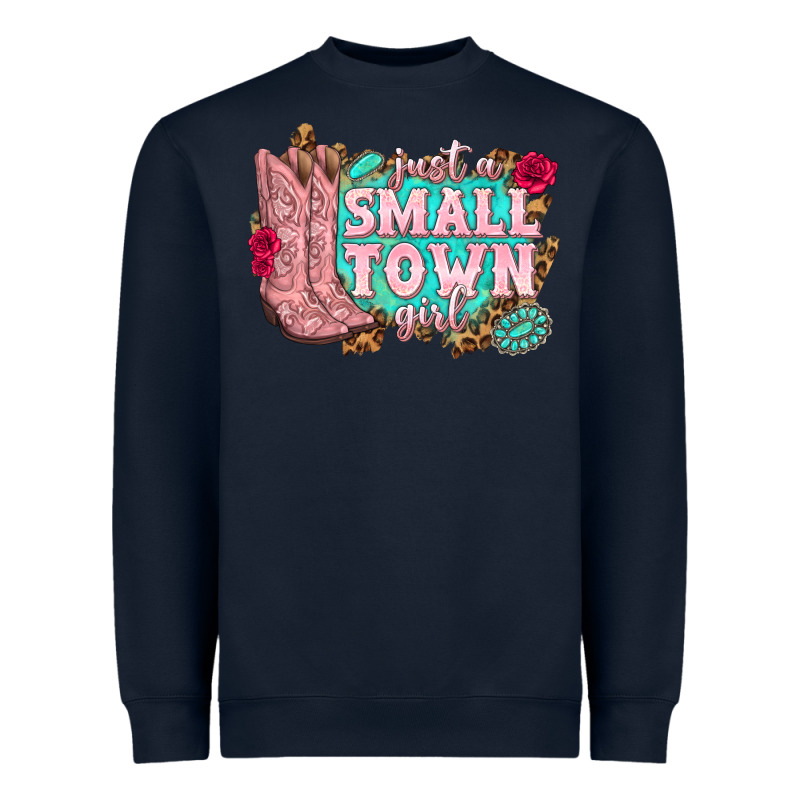 Just A Small Town Girl Cowgirl Boots Heavyweight Sweatshirt by texasbilliewilder | Teevron