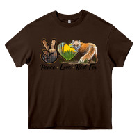 Chocolate Brown Peace Love Red Fox Heavy Core Tee - LillyAllenDesigns