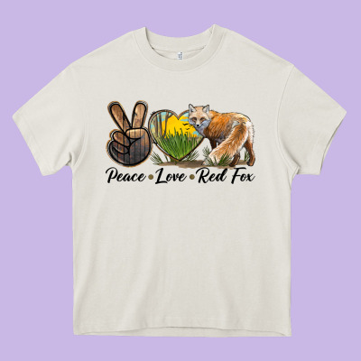 Peace Love Red Fox Heavy Core Tee Designed By Lillyallendesigns