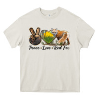 Cream Peace Love Red Fox Heavy Core Tee - LillyAllenDesigns