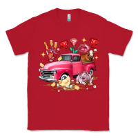 Red valentine's day truck farm animals Classic Tee - FaDigitalArtStudio