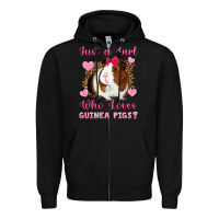 Black Just A Girl Love Who Loves Guinea Pigs Zipper Hoodie - Artiststas