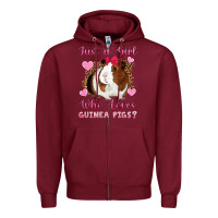 Burgundy Just A Girl Love Who Loves Guinea Pigs Zipper Hoodie - Artiststas