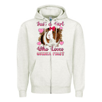 Oatmeal Heather Just A Girl Love Who Loves Guinea Pigs Zipper Hoodie - Artiststas
