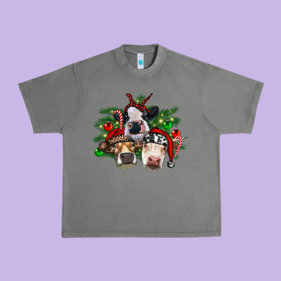 Christmas Cows With Tree Urban Heavy Tee Designed By Ranaportraitstore