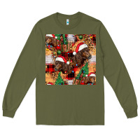 Army Green christmas horse leopard tartan Long Sleeve Tee - FaDigitalArtStudio