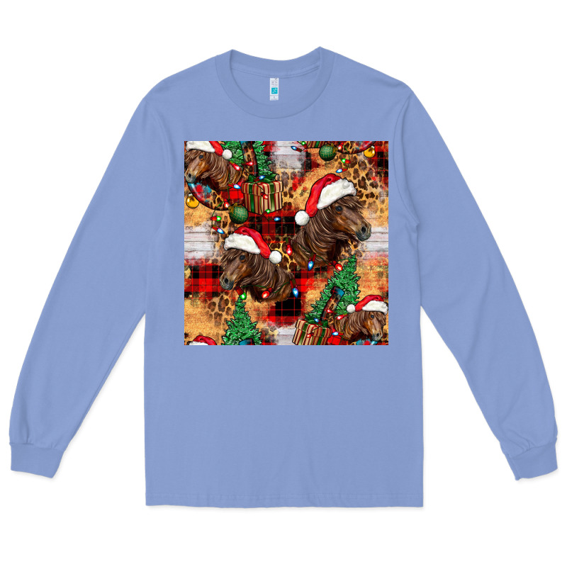 Christmas Horse Leopard Tartan Long Sleeve Tee by FaDigitalArtStudio | Teevron