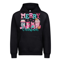 Black merry christmas pink coffee cups Urban Hoodie - Jasminsmagicworld