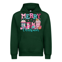 Forest Green merry christmas pink coffee cups Urban Hoodie - Jasminsmagicworld