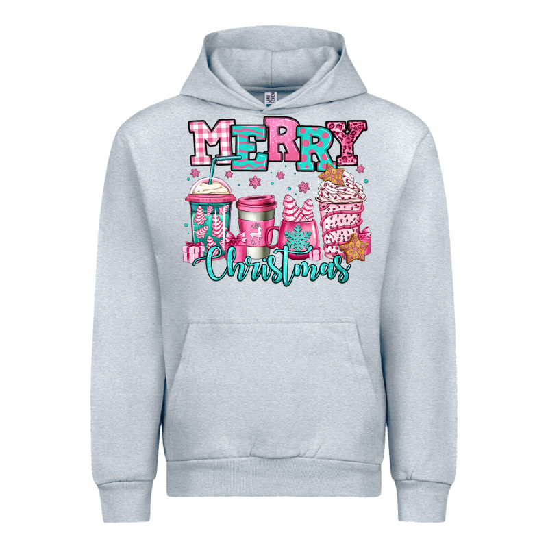 Merry Christmas Pink Coffee Cups Urban Hoodie by Jasminsmagicworld | Teevron