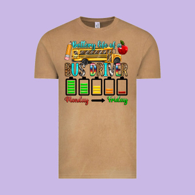 Battery Life Of A Bus Driver Vintage Tee Designed By Texasbilliewilder