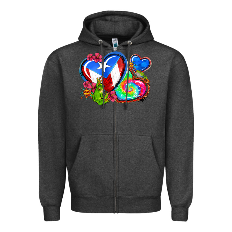 Western Leopard Puerto Rico Hearts Zipper Hoodie by AdoDesignShop | Teevron