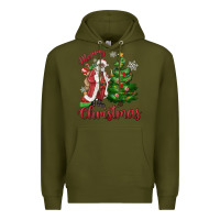 Army Green Merry Christmas Black Santa Premium Hoodie - MaliasSmallBusiness