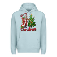 Blue Mist Merry Christmas Black Santa Premium Hoodie - MaliasSmallBusiness