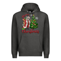 Charcoal Heather Merry Christmas Black Santa Premium Hoodie - MaliasSmallBusiness