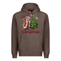 Coffee Merry Christmas Black Santa Premium Hoodie - MaliasSmallBusiness
