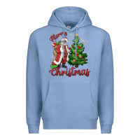 Colony Blue Merry Christmas Black Santa Premium Hoodie - MaliasSmallBusiness