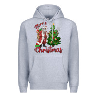 Heather Grey Merry Christmas Black Santa Premium Hoodie - MaliasSmallBusiness